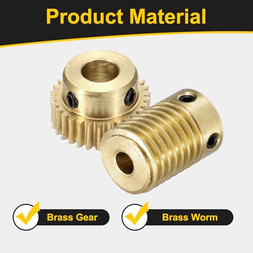 uxcell Worm Gear Set 30T 0.5 Module 1:30 Reduction Rate - size: Gear-6mm, Rod-4mm Bore, style: 0.5M-30T