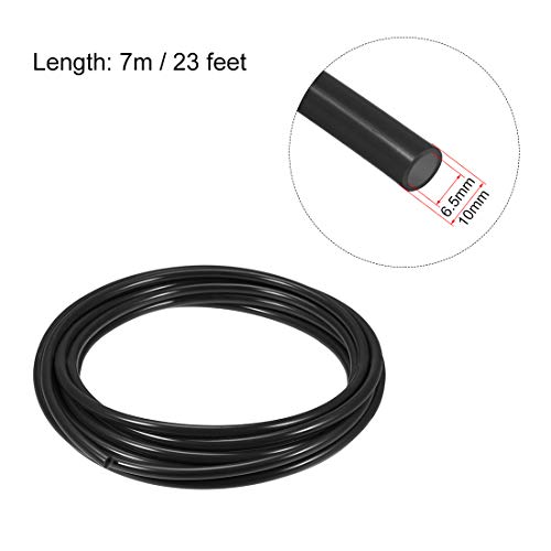 uxcell Pneumatic Air Tubing, 10mm OD x 6.5mm ID 7m (275 Inch) PU Polyurethane Air Compressor Tubing Hose Pipe Black - color: Black, size: 7 meter