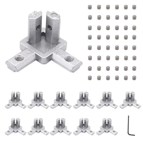 12pcs 2020 Hardware 3-Way Angel Bracket Corner Connector Silver - color: Silver, size: 20-Corner 3-Way