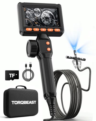 0.24“ Ultra-Slim Borescope, Two-Way&Dual Lens Endoscope,1080P Borescope Camera with Light, 210° Articulating Inspection Camera,TF Card, IP67 Waterproof,5FT Snake Camera for Automotive Engine