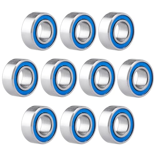 10pcs MR105-2RS Ball Bearings - Miniature Deep Groove Ball Bearing Double Blue Rubber Sealed Chrome Steel for RC Cars/Planes/Drone/Robotics and Small Electric Motors(5x10x4mm) - size: 5x10x4mm MR105-2RS