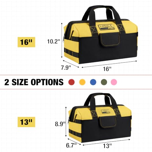 HISEA 3 Pack Heavy Duty Tool Bag, 16-Inch Waterproof Tools Organizer Tote - color: Navy, Yellow, Red, size: 16 Inch