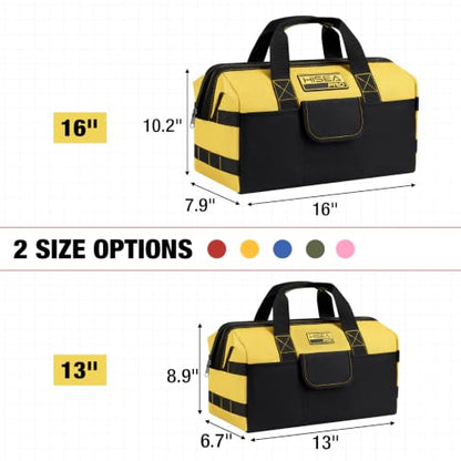 HISEA 3 Pack Heavy Duty Tool Bag, 16-Inch Waterproof Tools Organizer Tote - color: Navy, Yellow, Red, size: 16 Inch