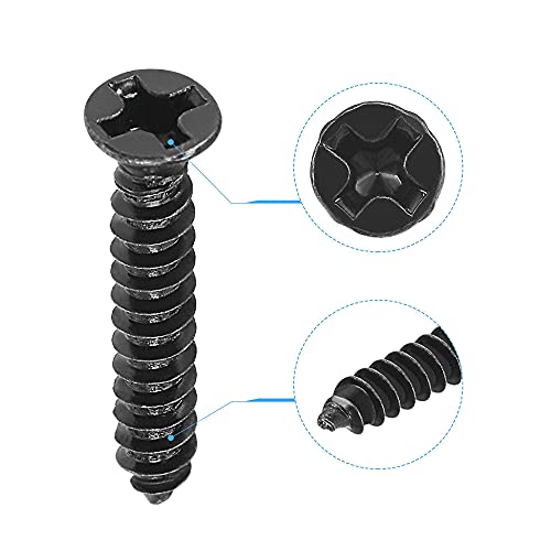 uxcell M3 x 18mm Wood Screws Phillips Flat Head Carbon Steel Self Tapping Screws Black 200pcs - size: M3 x 18mm