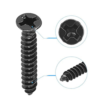 uxcell M3 x 18mm Wood Screws Phillips Flat Head Carbon Steel Self Tapping Screws Black 200pcs - size: M3 x 18mm