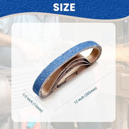 60PCS 1/2 x 12 Inch Sanding Belts, Replacement Belts for Belt Sanders - size: 12x1/2 inch