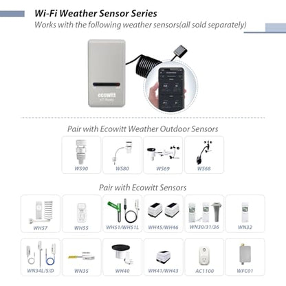 ECOWITT Wi-Fi Weather Station GW1210, Includes GW1200 Wi-Fi Gateway and WS90 Outdoor Sensor Array, 915 MHz - style: GW1210BU