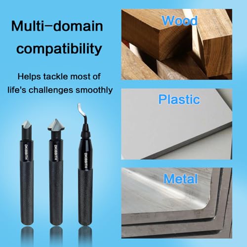 DKIBBITH 13-Piece Deburring Tool Set with 2 Countersinks & 11 Blades - Works on Metal, Resin, PVC, Copper, Plastic,3D Printed Edges - Plumbing & 3D Printing Burr Removal Reamer Tool. - style: 13 Piece Deburring Tool