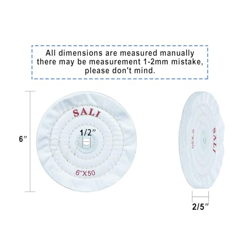 SALI 4 Pack Polishing Wheel for Bench Grinder Buffing Wheel 6 inch White Cotton (50 Ply) for Buffer Polisher Fine Polish Pad 1/2'' Arbor Hole - style: Soft