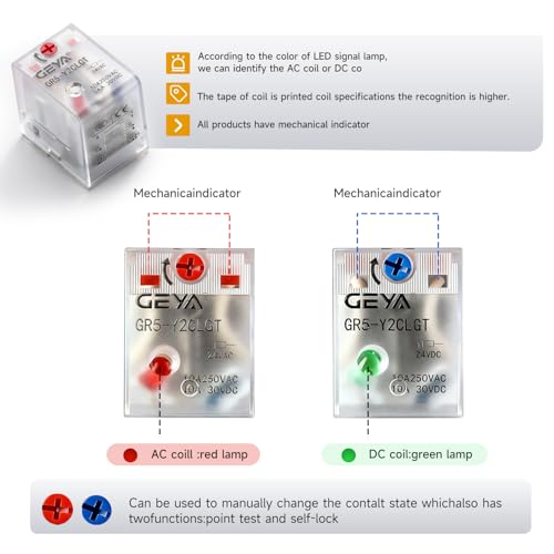 2PCS Electromagnetic Power Relay, 8-Pin DC 12V 10Amp DPDT Relay,LED Indicator, GR5-Y2CLGT with Socket Base and DIN Rail - size: 12VDC-2pcs
