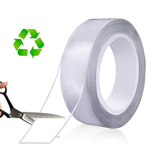 Nano Double Sided Tape Heavy Duty, 16.4FT Multipurpose Strong Mounting Tape, Reusable Removable Washable Traceless Gel Grip Adhesive for Carpet, Poster Sticky Wall, Home, Office Decor.