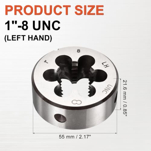 1"-8 UNC Round Threading Die Left Hand Alloy Steel - size: 1"-8 UNC