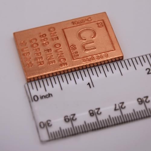 1 oz Copper Bar (Flat Style) 99.9% Pure Paperweight - color: Copper