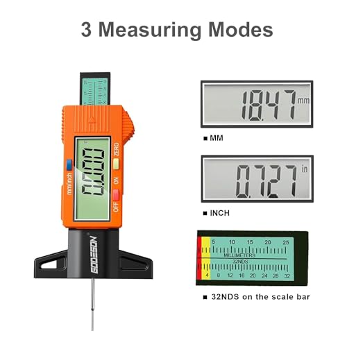 GODESON Digital Tire Tread Depth Gauge 25.4 mm Orange - color: Orange