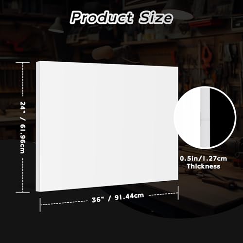 HDPE Sheet 1/2" Thick - 24"x36" HDPE Plastic Sheet, White Plastic Sheet for Crafts, DIY Projects, and Industrial Use - size: 24" x 36"