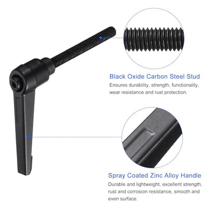 uxcell 4pcs Clamping Lever Handles, M6 x 50mm Black Oxide Carbon Steel Threaded Male Stud, Adjustable Handles Locking Quick Release Ratchet Push Button Bolt Knobs, Black - size: M6 x 50mm