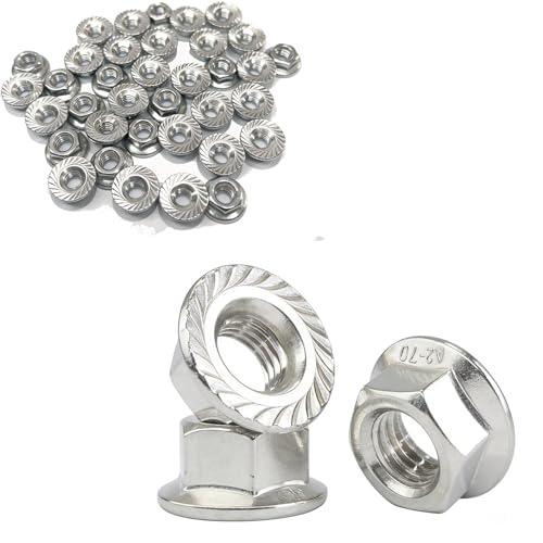 80 Pcs M5x0.8mm Serrated Flange Nuts DIN6923 Hex Lock Nuts 304 Stainless Steel Plain Finish Full Thread for Industrial Construction Fasteners - size: M5x0.8mm, 80 pcs