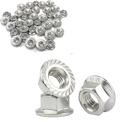 80 Pcs M5x0.8mm Serrated Flange Nuts DIN6923 Hex Lock Nuts 304 Stainless Steel Plain Finish Full Thread for Industrial Construction Fasteners - size: M5x0.8mm, 80 pcs