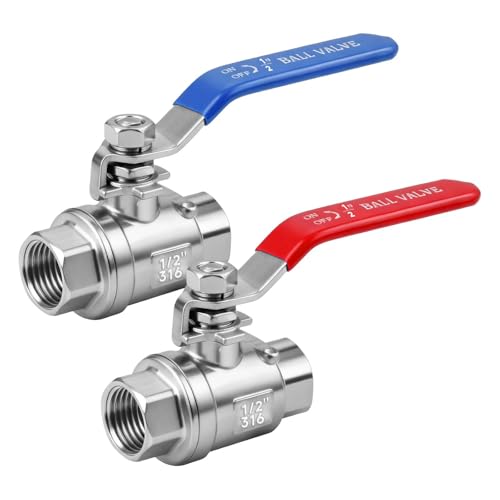 1/2" Full Port Ball Valve 316SS, NPT, 2-Pack - size: 1/2 inch (2 Pack)