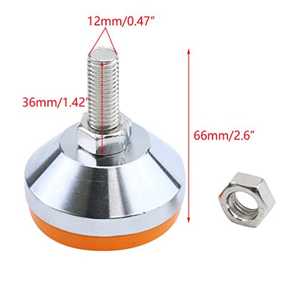 Antrader 4-Pack M12 x 2 Inch Thread Carbon Steel Adjustable Leg Levelers - color: Style 2, size: D60 x M12 x H50