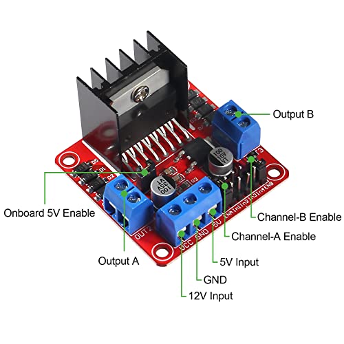 DIANN 2 Sets DC Gearbox Motor TT Motor 200RPM Tire Wheel DC 3-6V 1:48 Male Connector with 1Pc L298N Motor Drive Controller Board - style: Motor Sets