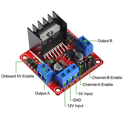 DIANN 4 Sets DC Gearbox Motor TT Motor 200RPM Tire Wheel DC 3-6V 1:48 Male Connector with 2pcs L298N Motor Drive Controller Board and Cables M/F M/M F/F - style: 4 Sets Motor with L298N