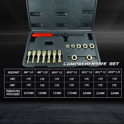 15 PCS Metric Thread Chaser Set & Thread Repair Kit - size: 15 Pcs