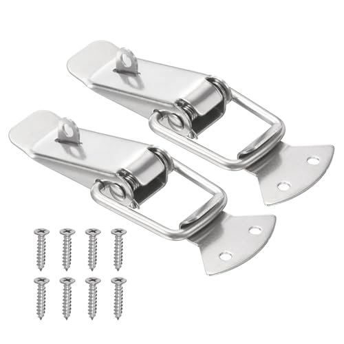 PATIKIL 2 Pcs Stainless Steel Spring Loaded Toggle Latch, 3.5" Tool Box Catch Hasp Clamp Lock with Mounting Hole and Screws for Cabinet Door Barn Wooden Case Chest - size: 3.5"