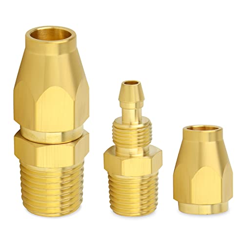 ChillWaves Brass Air Reusable Replacement Fitting,Hose-End Repair Fitting 1/4" ID Polyurethane Hose（1/4" Barb）x 1/4" NPT Rigid(5-PACK) - size: 1/4" Barb x 1/4" MNPT (1/4" ID 3/8" OD)
