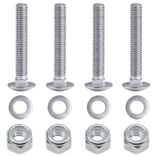 4 Sets Stainless Steel Trailer Hardware Kit,5/16-18 x 2-1/2" Carriage Bolts Screws Round Head Square Neck and Hex Nuts & Flat Washers,for Trailer Latch and Door Handle Applications