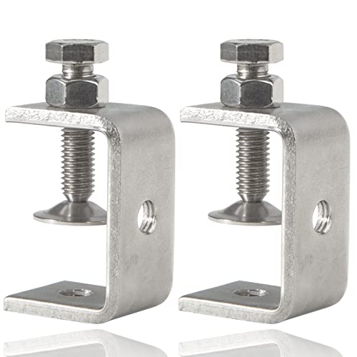 Stainless Steel C Clamps Small 1 1/2 Inch for Mounting, Heavy Duty U Clamps for Metal Working, Mini Desk Clamp with Stable Wide Jaw Opening & Protective Pads/I-Beam Design (2pcs) - color: 1 6/8 In-2pcs-45mm