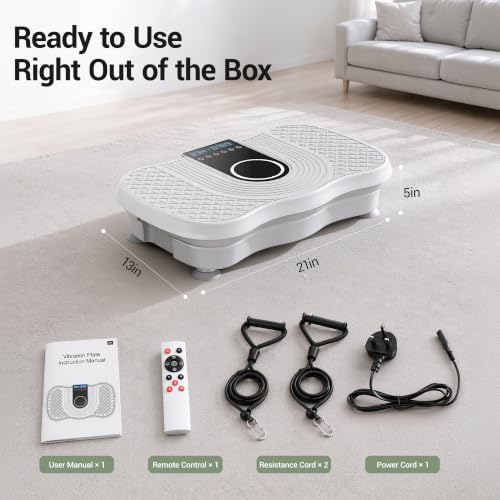 Vibration Plate Exercise Machine 450lbs Capacity Full Body Shaker Platform - color: White