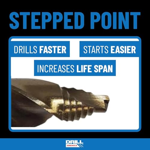 Drill America 3 Piece Cobalt Stepped Point Drill Bit Set (3/6", 1/4", 5/16"), GSC Series ZMPOUGSC3 - size: 3 Piece Sample Set