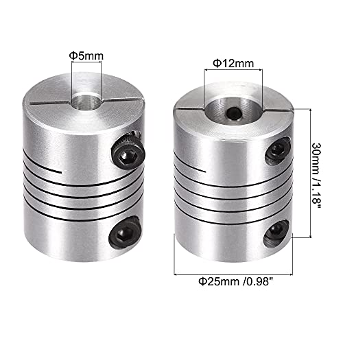 uxcell 2PCS Motor Shaft 5mm to 12mm Helical Beam Coupler Coupling 25mm Dia 30mm Length - size: 5mm to 12mm