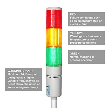 Tower Stack Lights, Industrial Warning Signal Lights Tower Lamps Column, Factory Workshop Safety RGB Signal Indicator, LED Andon Lights (110V, 3 Tiers, with Sound) - size: AC 110V, style: 3-Layer + Buzzer