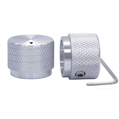Taiss/ 2pcs Silver color Aluminum Rotary Electronic Control Potentiometer Knob For 6 mm Diameter Shaft, Volume Control Knobs, Audio knob, Guitar Knobs，Switch Knob, 20mm dia. x 15.5mm height - color: SR-Aluminum-20mmx15.5mm