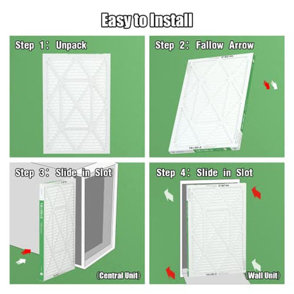 16x30x2 Air Filter TRIGHTFILTERS, Durable MERV 8 Pleated Home HVAC AC Furnace Heater Filters Replacement, Lightweight Compact Air Conditioner Filters 4 Pack - size: 29.6" x 15.6" x 1.8"