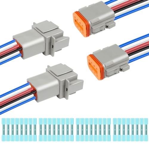 2 Kit Deutsch DT 8 pin Grey Male Female Wiring Harness, 16 AWG - color: Grey 8Pin, size: 2Set