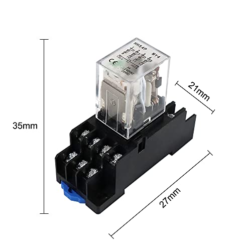 ATO DC 24V Coil 14-Pin Electromagnetic Power Relay 4PDT 4NO 4NC HH54P MY4NJ with Plug-in Terminal Socket Base - size: 4NO 4NC