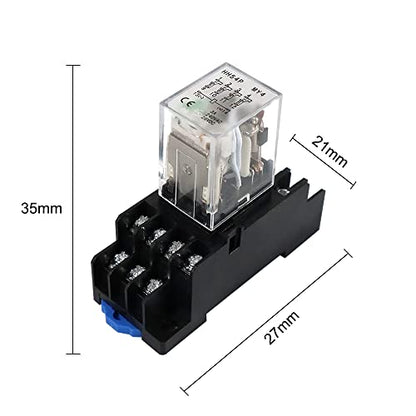 ATO DC 24V Coil 14-Pin Electromagnetic Power Relay 4PDT 4NO 4NC HH54P MY4NJ with Plug-in Terminal Socket Base - size: 4NO 4NC