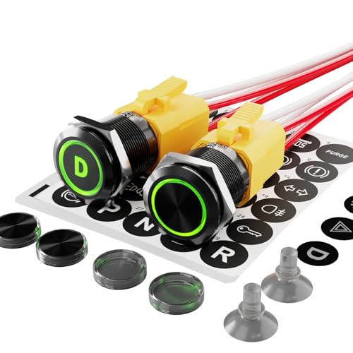 2PCS 22mm 20A Latching Push Button Switch 12V-24V DC 185 Symbol Discs - color: Green-Latching