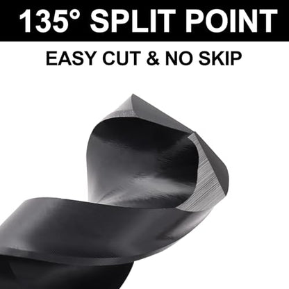1inch Drill Bit for Metal and Hardened Steel, M35 Cobalt 1/2 Inch Reduced Shank Industrial Grade Heavy Duty Drill Bit, with Index Storage Case - size: 1 in