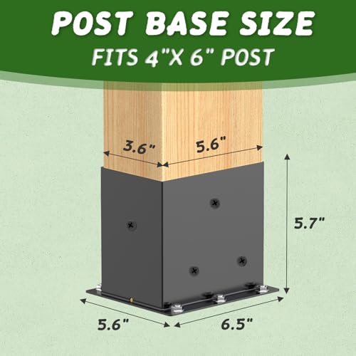 8 Pcs 4"x 6"Post Base Brackets(Acturl Fit 3.6"x5.6") Post| - size: 4"x 6", style: 8 Pcs