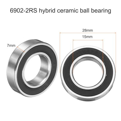 uxcell 6902-2RS Hybrid Ceramic Deep Groove Ball Bearings 15x28x7mm Si3N4 Silicon Nitride Balls Steel Rings Double Sealed Bearing for Motors, CNC Spindles (ABEC5) - size: 6902-2RS