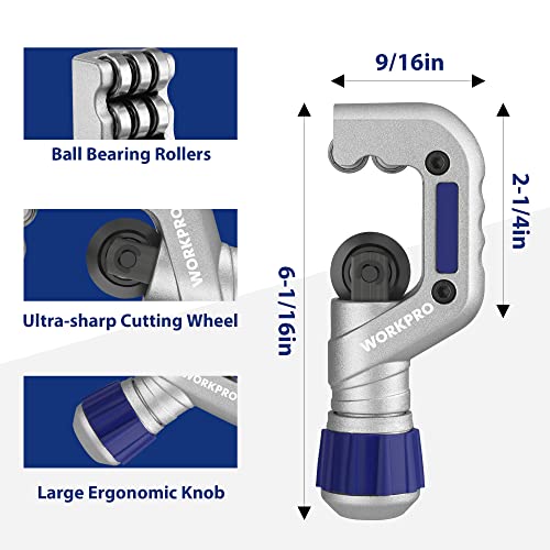 WORKPRO 3-Piece Tubing Cutter Set, 1/8"-1-1/4" Cutting Capacity