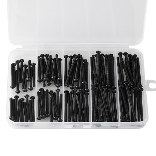 M3 x 8mm 12mm 16mm 20mm 25mm Button Head Socket Cap Screws Bolts, 10.9 Grade Alloy Steel, Black Oxide Finish, Metric Allen Hex Drive, Machine Fully Threaded, Assortment Kit 125PCS - size: M3 x 8/12/16/20/25mm (125PCS)