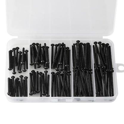 M3 x 8mm 12mm 16mm 20mm 25mm Button Head Socket Cap Screws Bolts, 10.9 Grade Alloy Steel, Black Oxide Finish, Metric Allen Hex Drive, Machine Fully Threaded, Assortment Kit 125PCS - size: M3 x 8/12/16/20/25mm (125PCS)