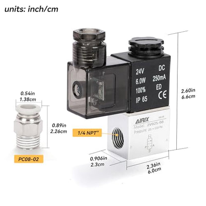 1/4" NPT Solenoid Valve 2V025-08, 2-Way Normally Closed, DC 24V, DIN - size: NPT1/4″/DC24/Junction on Box, style: 2-Way Solenoid Valve