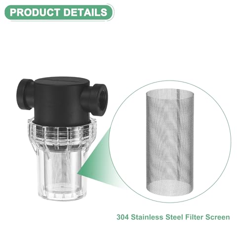 M METERXITY 2-Pack 40 Mesh Stainless Steel Filter Screen, Reusable Water Pump Strainer Replacement for Sediment Filter T Strainer, Inline Water Filter Accessory [White] - size: 40 Mesh