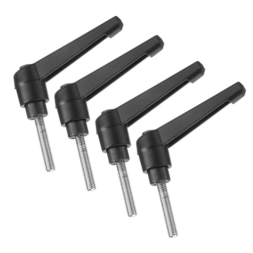uxcell 4pcs Clamping Lever Handles, M5 x 25mm 304 Stainless Steel Threaded Male Stud, Adjustable Handles Locking Quick Release Ratchet Push Button Bolt Knobs, Black - size: M5 x 25mm